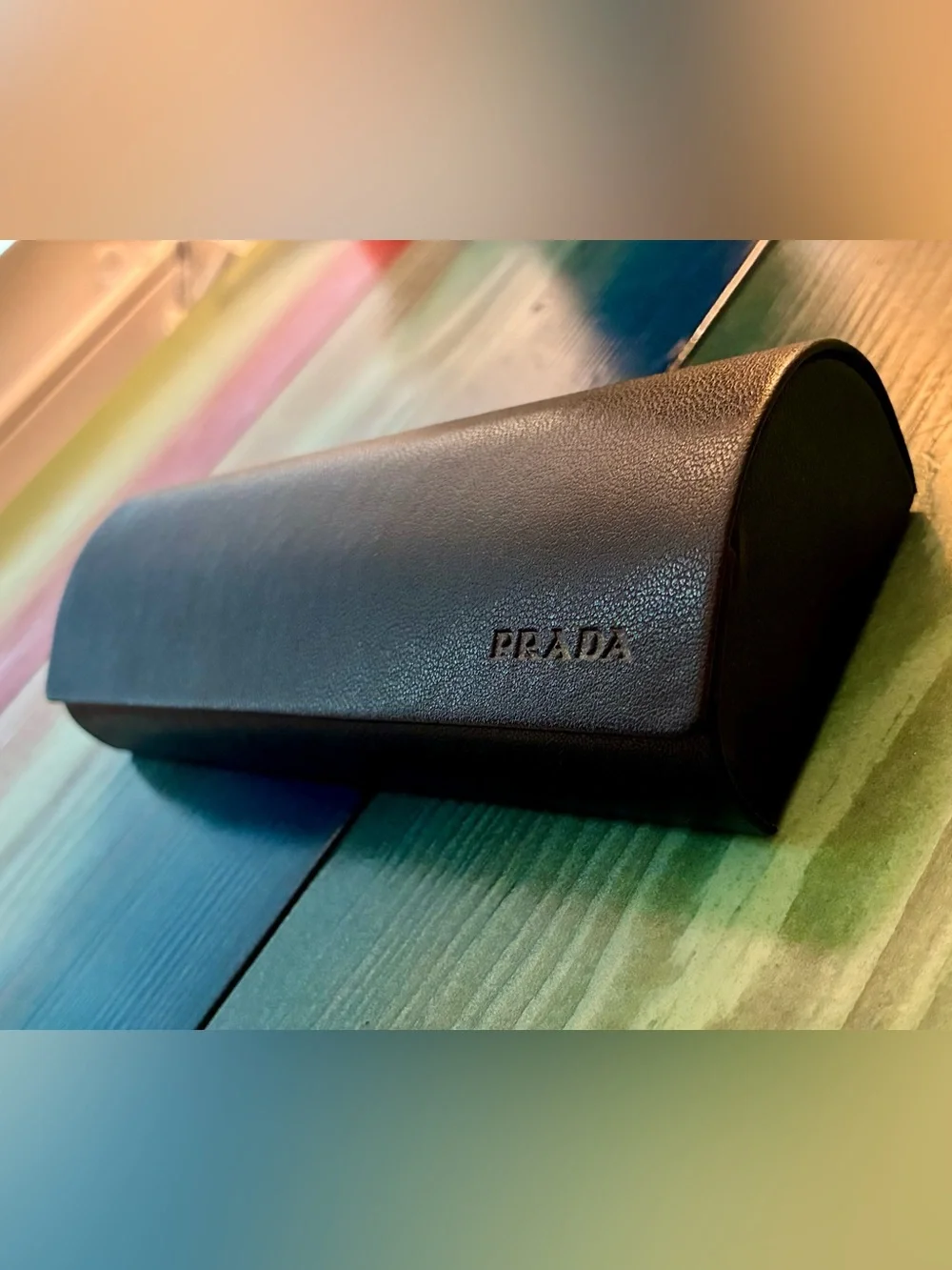 Prada black Pebbled Leather Glasses Case - Picture 3 of 3